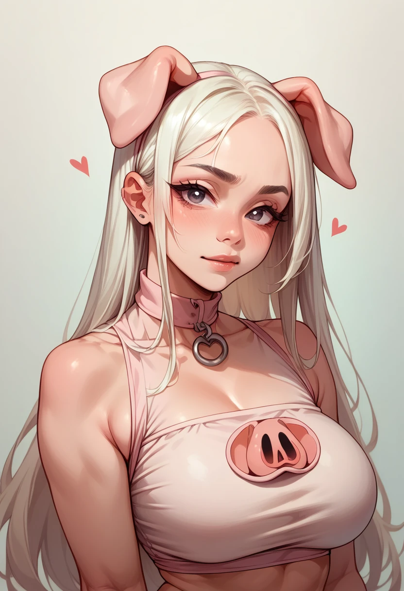 Pig Cosplay,Pig&#39;s nose、 Pink Hair, Black eyes, Dolphin ears, sexy, cute, Foot fetish, sole, Pink nails, wrinkled feet, wrinkled sole, Huge breasts, Pink Bikini. Ranch Background. masterpiece, detailed, Ultra-high resolution