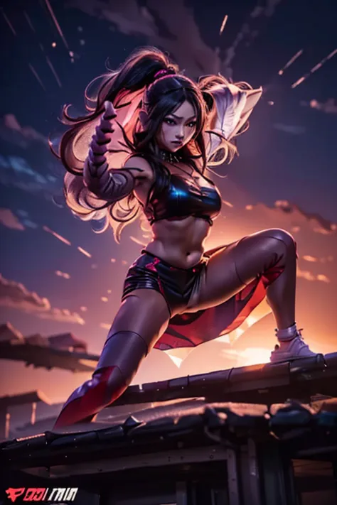 kda akali, dynamic pose, detailed outfit, powerful dragon in the background, dramatic lighting effects

this prompt describes th...