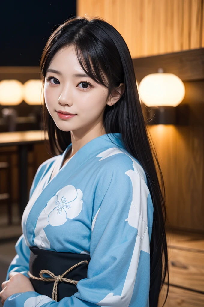 (firework), (upper body:1.5), Cumulonimbus clouds floating in the night sky, (Summer Yukata:1.1), (30 years old:1.2), (make up:1.3), (Very slim:1.4), Brown eyes
