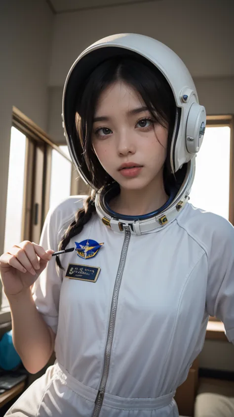 working in space、１０teenage girls、woman in costume with space suit helmet, highly detailed digital art in 4k, amazing digital art...