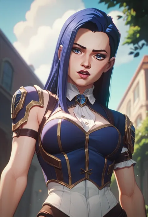 (masterpiece) (best quality) (detailed) (8k) (cinematic) (sharp focus), caitlyn from arcane series, arcane style