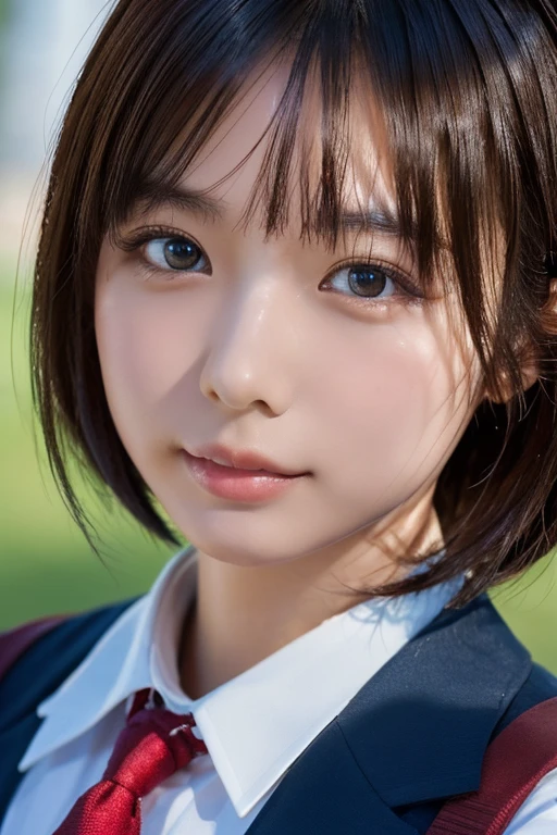 ((masterpiece, Highest quality, High resolution)), 1 Japanese girl, (Realistic: 1.4), Great face, 15 years old, short hair, (Beautiful Hair:1.5), Black blazer, Red tie、School classroom, Angle from the front, Highly detailed CG composite 8K wallpaper, High resolutionのRAWカラー写真, Professional photography, Light, BackLight, dream-like, impressive, Written boundary depth, (Face close-up:1.5)、
Close your eyes and lean in close, 