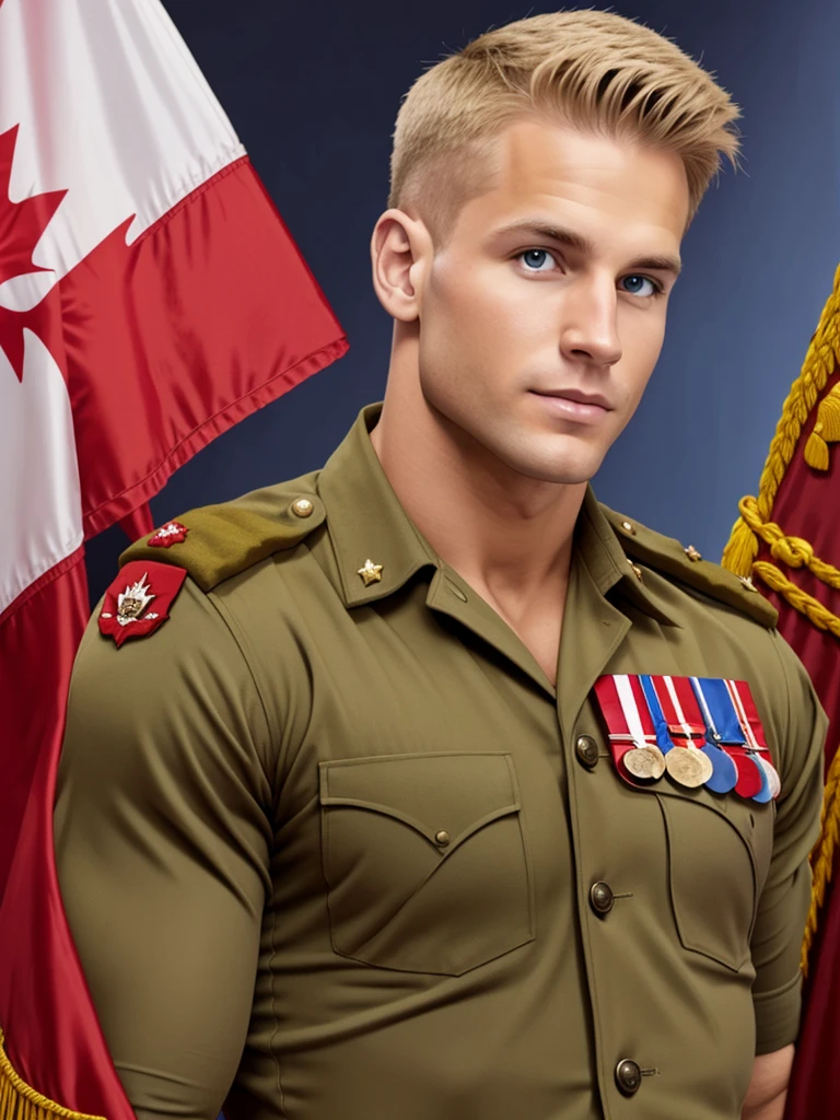 Royal Canadian Military, young muscular handsome blond officer 27 years old