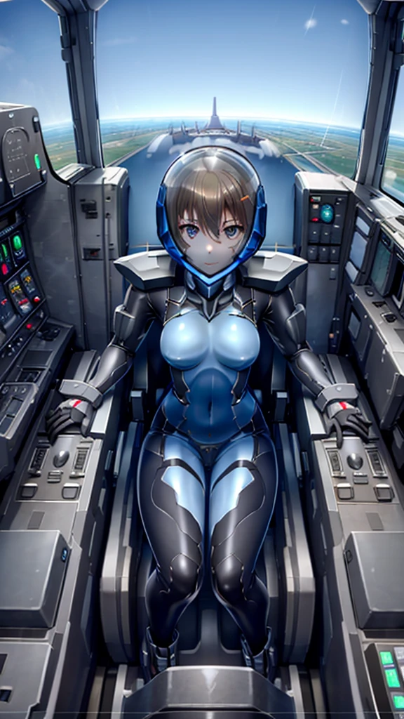  ((Female pilot in the cockpit of a reconnaissance plane), (airplane cockpit), (in flight), (10000 feet altitude)、(sky view):1.7),, short hair, street, emo, BLACK hair, white eyes, eyeliner, apocalypse, girl, nside the (cockpit:1.9) of a (futuristic spaceship:1.6), , blush,sitting on a chair, covered navel, space helmet, muvluv, space helm, plug suit , space helmet, eva helm, space suit, short hair,