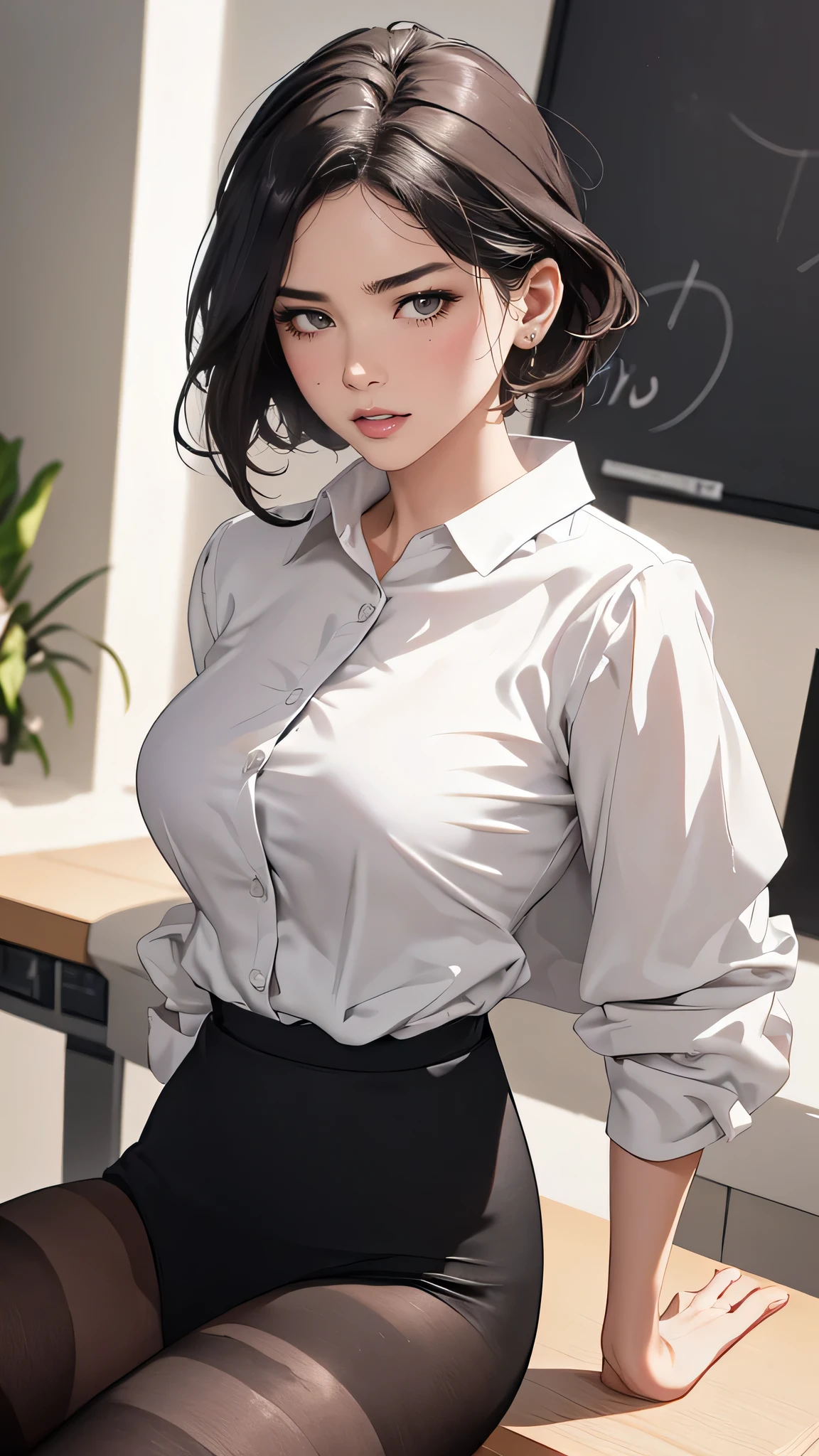 (middle-aged woman:1.2),office lady fashion,black pantyhose,(spread legs:1.2),(Thin type:1.8),(big breasts),(random hairstyle),(Highest image quality,(8k),ultra-realistic,best quality, high quality, high definition, high quality texture,high detail,beautiful detailed,fine detailed,extremely detailed cg,detailed texture,a realistic representation of the face,masterpiece,Sense of presence)