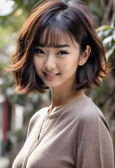 a cute young woman(age 20, asian, not big boobs, bot big butt. slim. short hair) is giving off 'notice me senpai' when she sees ...