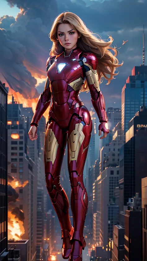 ironman, (marvel comics), avengers, sexy girl, powerful, red classic sexy armor, young, skynny body, small and beautiful buttock...