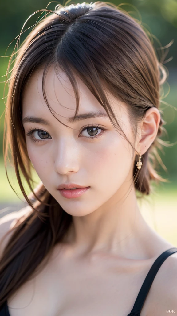 (8k, RAW Photos, Highest quality, masterpiece, Very detailed:1.2),(Realistic, photo-Realistic:1.4), Sharp focus, detailed 8k background, Soft Light, Cute Japanese Idol,Shiraishi Mai、 (Detailed skin: 1.2), 22 year old French woman, Very detailed face, Pale skin, Brown eyes, droppy big eyes,Idol&#39;s Smile, View your viewers, Facing forward、(open shirts:1.2), City, (Medium sized breasts, slender waist,Cleavage:1.25), boobs,abs,morning、cameltoe