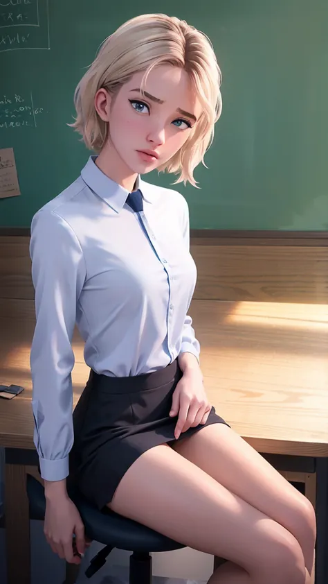 neckleace, [soft ambient light],background of a desk,(beautiful one girl),scwen, (20 year old student)) [short-hair] ((very musc...