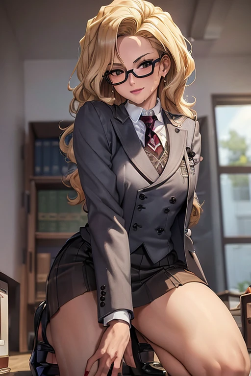 (Masterpiece, Best Quality, High Quality:1.4), professional artwork, well drawn, Intricate Details, field of view, sharp focus, detailed painting, masterpiece, cinematic lighting, trending on pixiv, vivid lighting, vibrant colors, by by Nagasawa Rosetsu,
MadamePresident, mature female, milf, kneeling, , office background, afternoon, full body shot,
blonde hair, long hair, wavy hair, lipstick, makeup, ultra detail hair, ultra detail face, perfect eyes, perfect face, earring, brown eyes, Looking at Viewer, flirting, smiling,
grey skirt suit, (((three-piece suit))), necktie, blazer, (((suit jacket))), (((waistcoat))), double-breasted waistcoat, (((miniskirt))), (((pencil skirt))), stockings, skirt, tie clip, pocket square, pantyhose, high heels, glasses, cufflinks,
red nails, nail polish, blowbang, multiple men, bukkake, kneeling, , , facial, cum, cum on face, cum drenched, , cum on clothes, penis, fully clothed