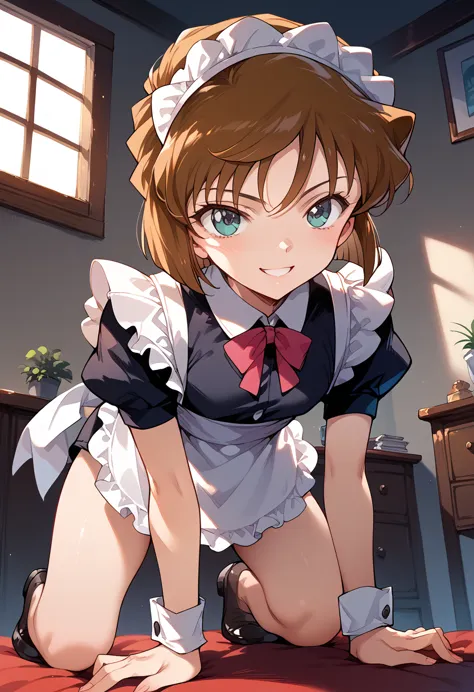 masterpiece,high resolution,highest quality,8k(detective conan,ai haibara) (7-year-old girl,,flat chest,short,brown hair,short h...