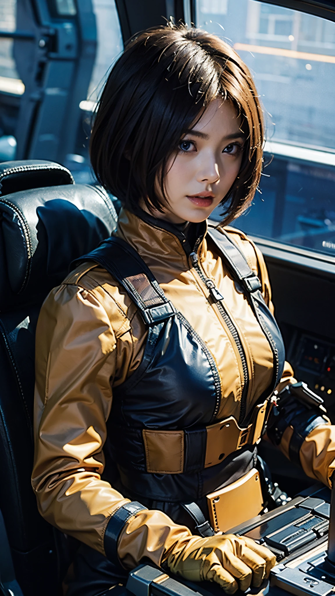 Ruriko Midorikawa、Mundo Cockpit、Pilot Suit、Upper Body、Highest quality、Masterpiece。