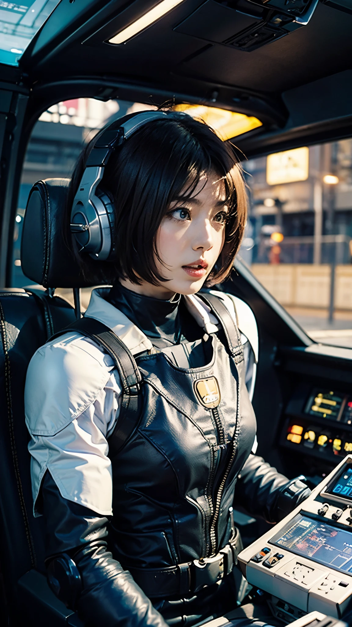 Ruriko Midorikawa、Mundo Cockpit、Retro Pilot Suit、Upper Body、Cockpit of a giant robot、