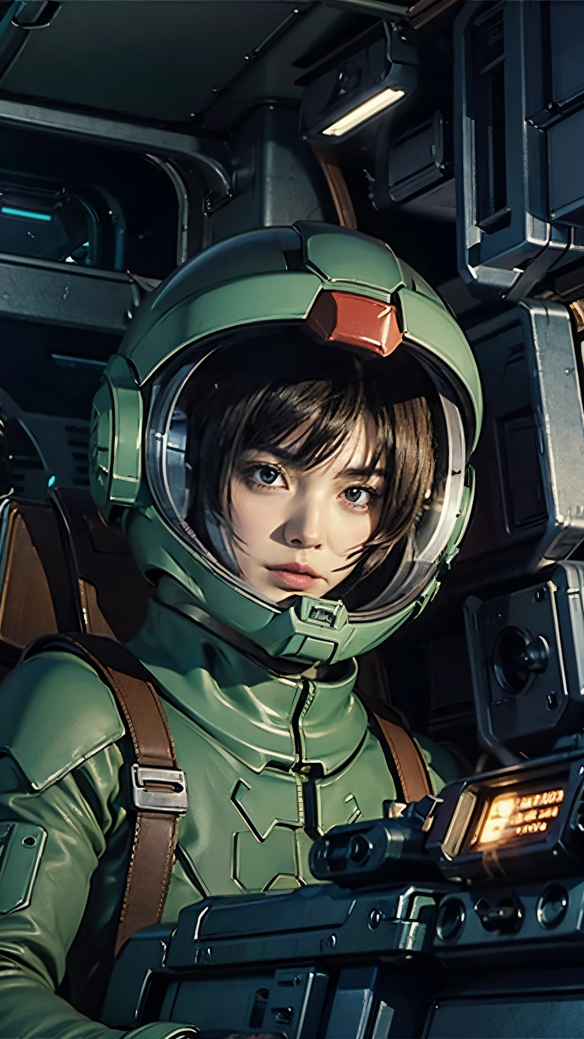 Ruriko Midorikawa、Mundo Cockpit、Zeon Pilot、Pilot Suit、Upper Body、Cockpit of a giant robot、