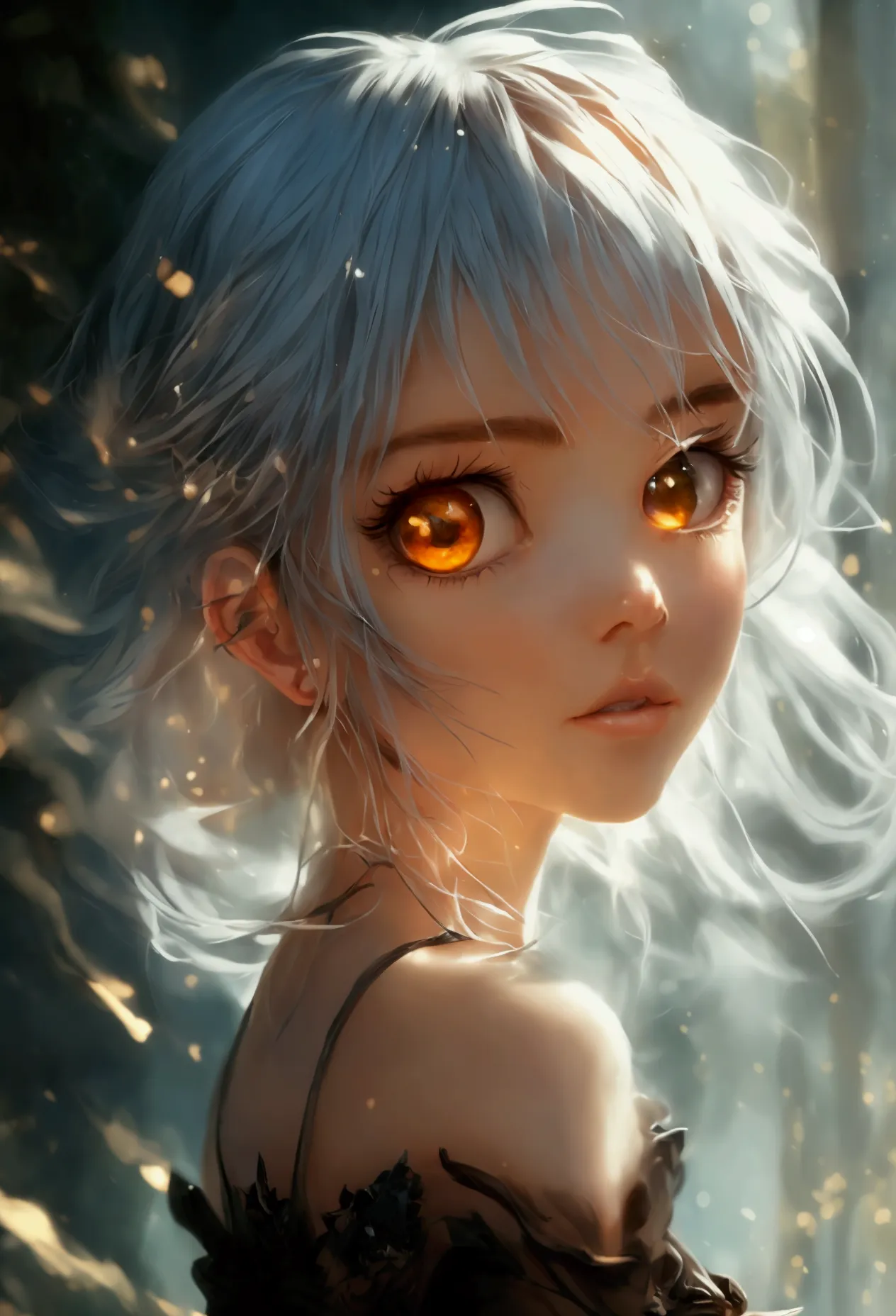 1 girl 23 old years , silver hair, amber eyes, excited, uhd, masterpiece, anatomically correct, super detail, high quality, high...