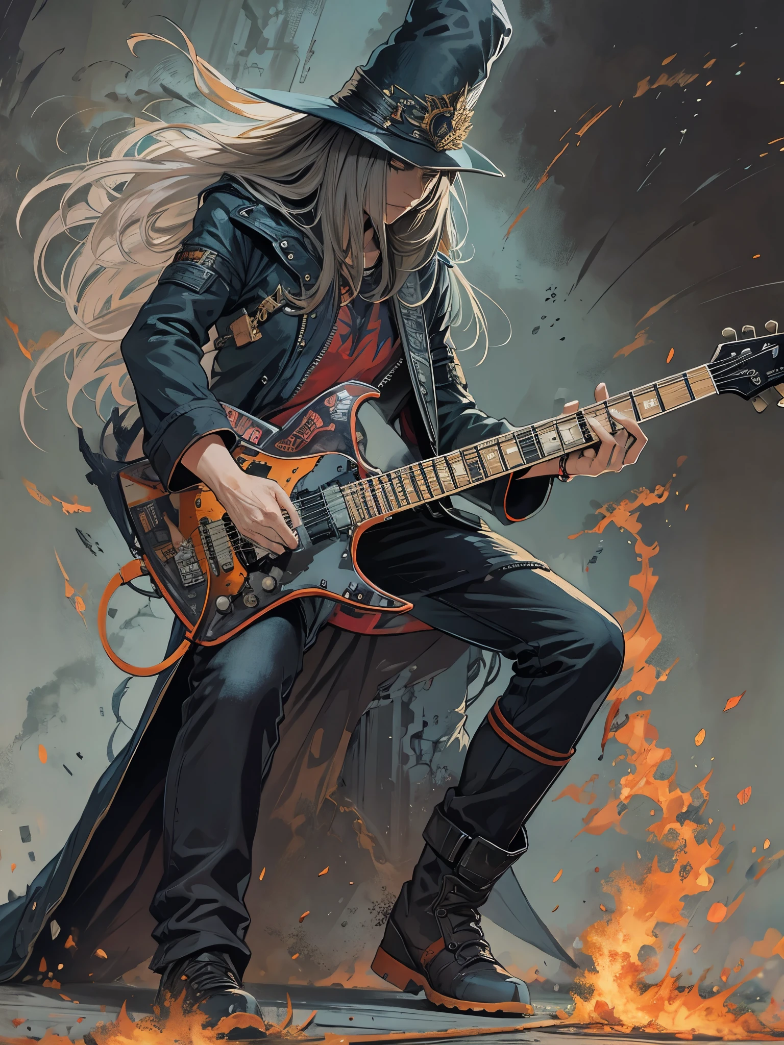 heavy metal wizard, electric guitar