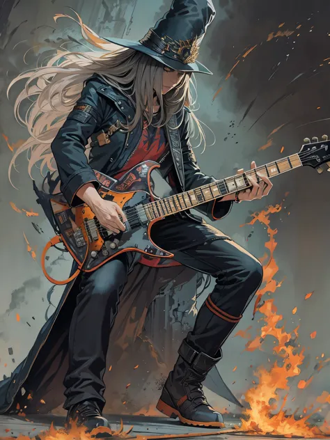 heavy metal wizard, electric guitar