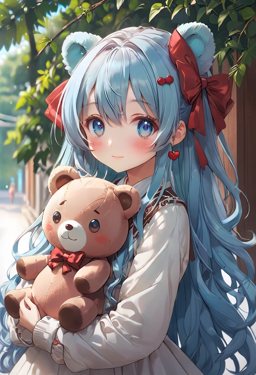 solo,, masterpiece, best quality, extremely detailed, (illustration, official art:1.1), 1 girl ,(((( light blue long hair)))), ,(((( light blue long hair)))),light blue hair, , long hair ((blush)) , cute face, big eyes, (best quality, masterpiece, highres), Long-haired anime girl holding teddy bear in her arms, Cute anime girl, Anime Girl with Long Hair, Cute Anime, Anime visuals of cute girls, Beautiful anime girl, an anime girl, young anime girl, soft anime illustration, Anime Girl, cute anime style, portrait of cute anime girlbabes, pretty anime girl, (Anime Girl), cute kawaii girl
