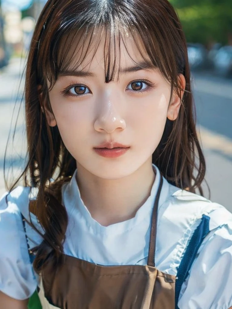 One Girl, (beautiful girl, Delicate girl:1.3), (14 years old:1.3),
break, (Maid Costume:1.3),
break, (Standing on a street corner:1.2),
break, Very beautiful eyes, (Symmetrical eyes:1.3),
break, Small breasts, Brown eyes, Parted bangs, Brown Hair, (Upper teeth, The best smile:0.2),
break, (Eye and facial details:1.0),
break, (masterpiece, Highest quality, Very detailed, Detailed face, 8k)