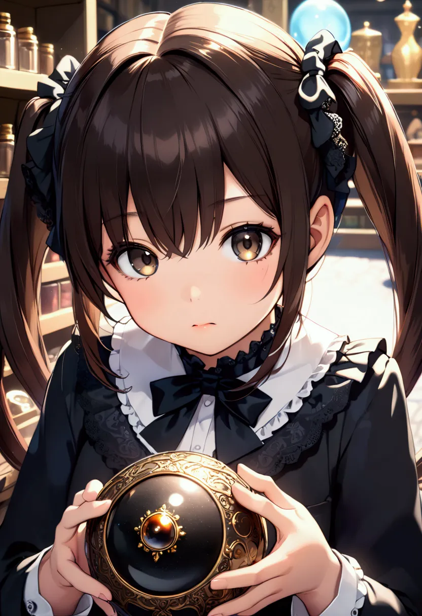 (nsfw:1.5)((垂れeye)),(((twin tails))),dark brown hair,pupil_black,pupil_big,eye_small,baby face,round face,8k wallpaper, (shape:0...