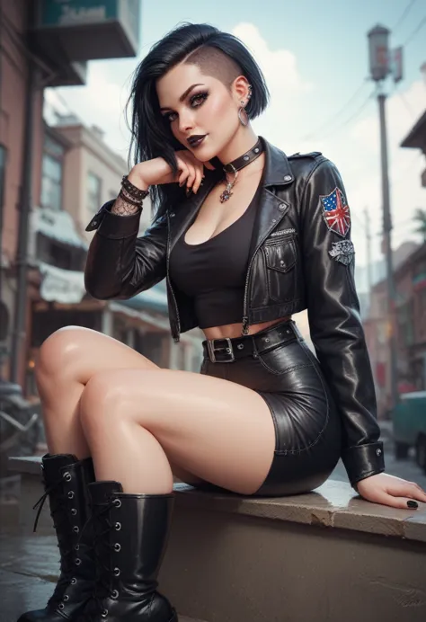 gothic woman, combat boots, deep and sexy look