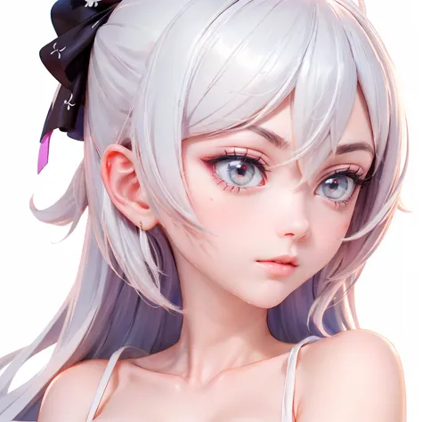 bronya zaychik,white hair, close-up, nude, anime