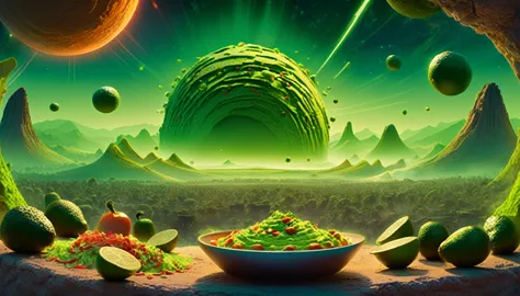 concept art (designed by michael hutter:1.2) , digital art, anxious guacamole, soft lighting, depth of field 100mm, interplaneta...