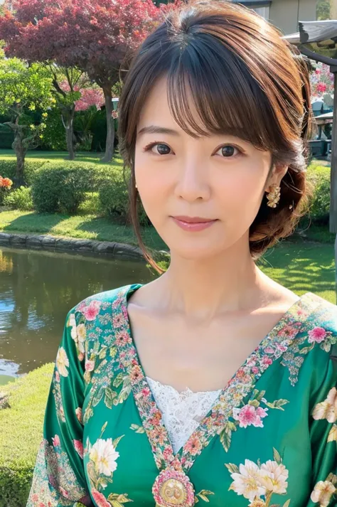 ((highest quality)), ((masterpiece)), (detailed), perfect face,japanese,landscape,mature woman,upper body,f cup