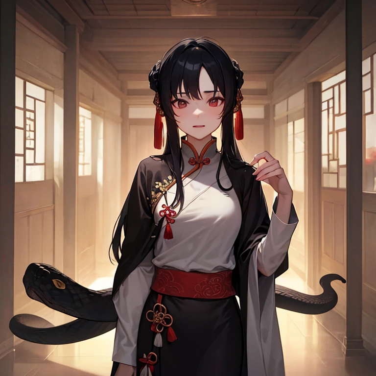 snake，snake妖，白snake，Apparition，Wearing hair，Black hair，avatar，Face，Ancient Chinese Clothing，White robe