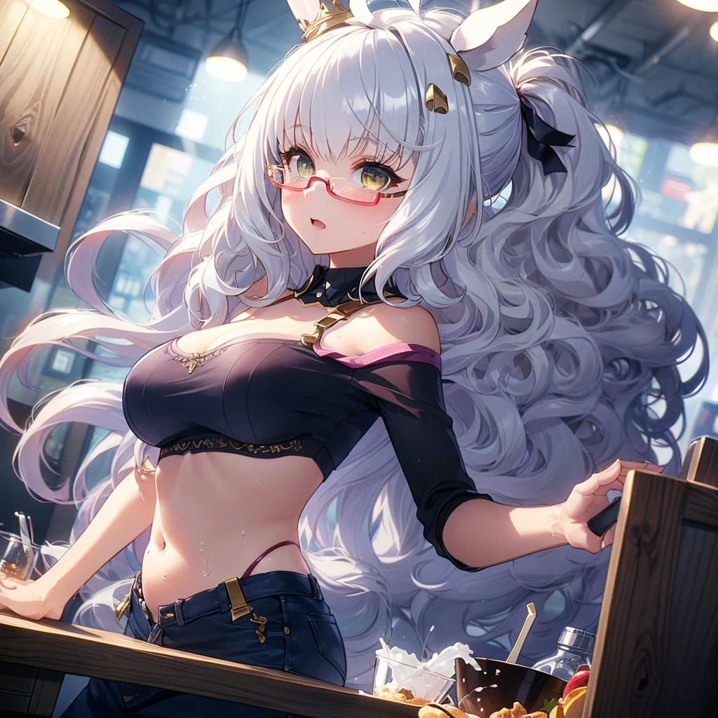 ((((sexy))))((((ロケットおっぱい))))((((Glasses))))((((GlassesDaughter))))((((Big Breasts))))biwa hayahide \(umamusume\), 1 girl, solo,1girl, solo, long hair, breasts, looking at viewer、masterpiece, 最high quality, high quality, High precision,Highly detailed 8K wallpapers、Innocent、minimum、Boiling semen、Put semen in a pan、Taste、semen fondue、（Cooking girl）、（ingredients：semen）、long hair、Long Hair、ponytail、((Random expression:1.4))、(Cheese can be sprinkled on top)、(on the table)、(Off the shoulder、Dabotto Girls Splicing Off the Shoulder、Breast flash、Nipple peek、limming、Beautiful belly、cute ass）、（short girl、daughter、younger sister）、whole body