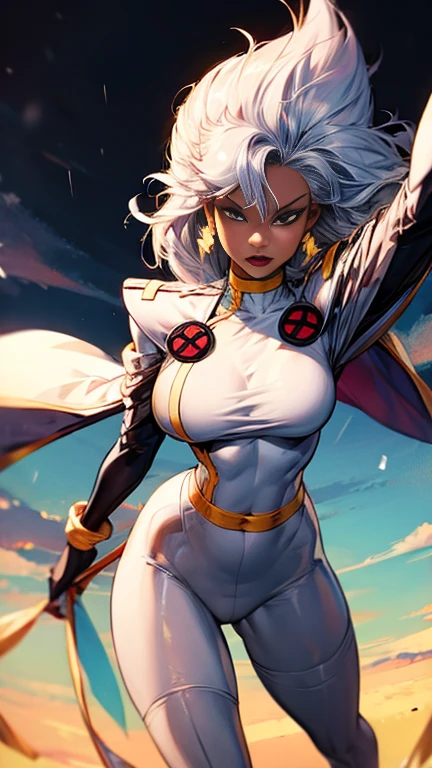 Storm has large breasts and she has a cute face 