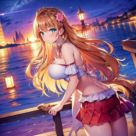 (high quality, 8k, original characters), (fact: 1.5), (masterpiece, best quality, high resolution: 1.2), girl, summer night, (sm...