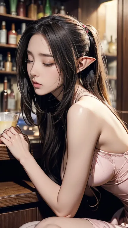 (masterpiece, best quality), a sexy fair-skinned female elf princess and big eyes and long ear is in a medieval fantasy world:1....