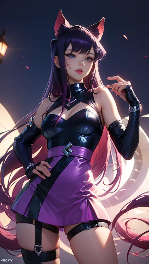 komi shouko, (komi shouko wearing a k/da all out ahri cosplay), ahri \(league of legends\), league of legends, 1girl, k/da (leag...