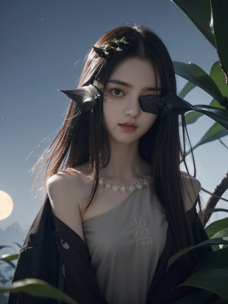 Nitorization, close-up, (masterpiece, high quality, illustration:1.3), 1girl, standing, creepy smile, daunting smile, Epiphyllum flower field, (midnight setting with a haunting atmosphere:1.2), (conveying a mix of serenity and eeriness:1.2), (soft moonlight casting shadows on the field:1.1), (detailed Epiphyllum flowers floating in the air:1.1), (subtle hints of mystery in the background:1.2), (captivating blend of tranquility and unease:1.2), (intricate detailing on the girl's expression:1.2), (flowing dress and hair in the gentle breeze:1.1), (emotive lighting adding depth to the scene:1.2), (creating a captivating illustration that evokes a sense of wonder and unsettlement:1.3), (striking contrast between beauty and darkness in the composition:1.2), (immersing the viewer in a serene yet haunting midnight moment in a Epiphyllum field:1.2).