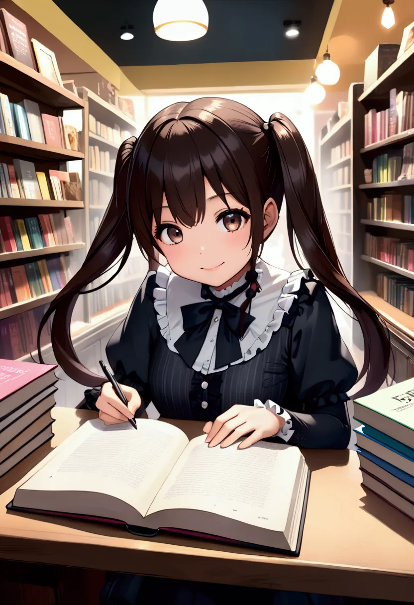 (nsfw:1.5)((垂れeye)),(((twin tails))),dark brown hair,pupil_black,pupil_big,eye_small,baby face,round face,8k wallpaper, (shape:0...