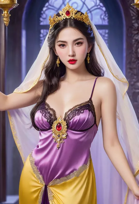 1 20-year-old girl, 1 goddess athena, pink and purple silk dress, the goddess of beauty athena has no flaws on her face, beautif...