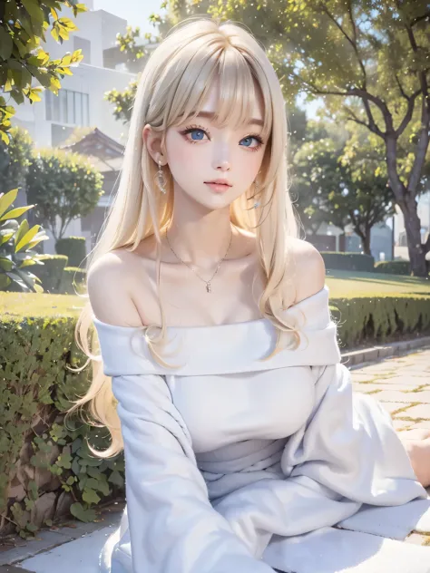 1 girl, cute face, art style, beautiful white and shining skin、blonde hair changes color depending on how the light hits it.、lon...