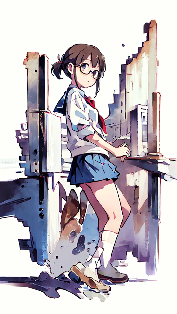 metropolis、water、Midnight、Moon、Blue light、sky、sea、Nsfw、masterpiece, high quality, 4K, HDR,, Stable Diffusion prompt:  schoolgirl with short、brown hair and red-framed glasses, wearing a white blouse and navy skirt, white panties visible, navy socks and brown loafers, in a state of arousal and trembling with sexual climax,simple illustration style, In a nichijou (everyday life) Setting Image generation AI model used: Stable Diffusion (eleet- model)

id: i2