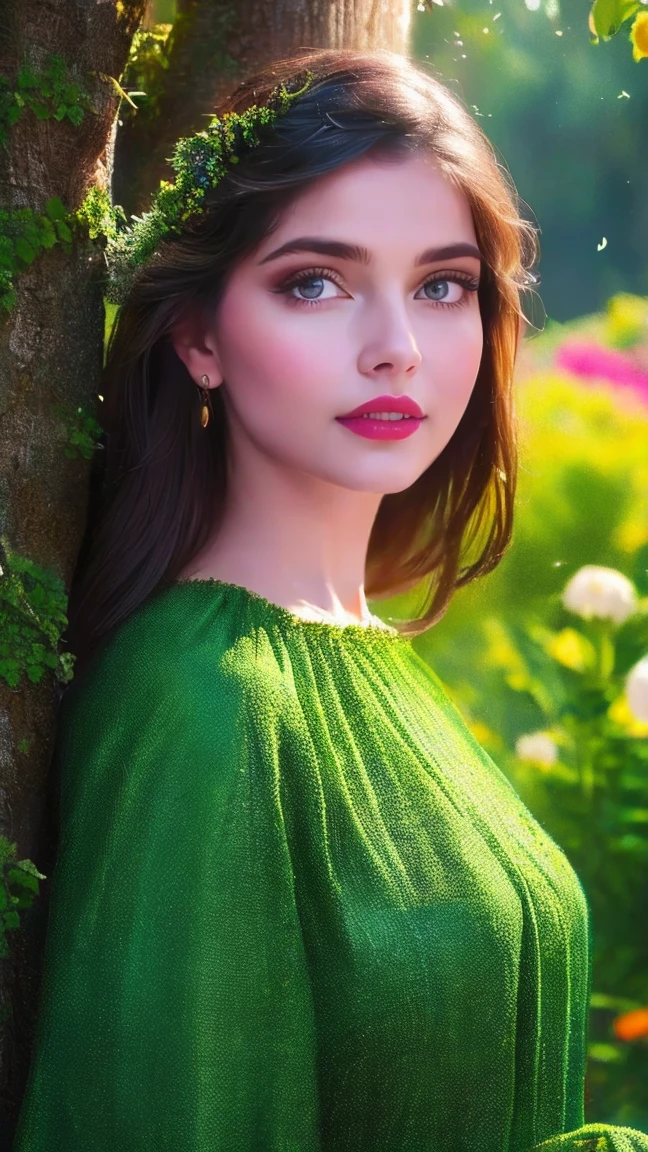 a beautiful girl in a lush garden, surrounded by colorful flowers, gazing up at a starry night sky, (best quality,4k,8k,highres,masterpiece:1.2),ultra-detailed,(realistic,photorealistic,photo-realistic:1.37),extremely detailed eyes and face,longeyelashes,detailed flower petals,detailed starry night sky,vibrant colors,cinematic lighting,intricate background details,fantasy,dreamlike