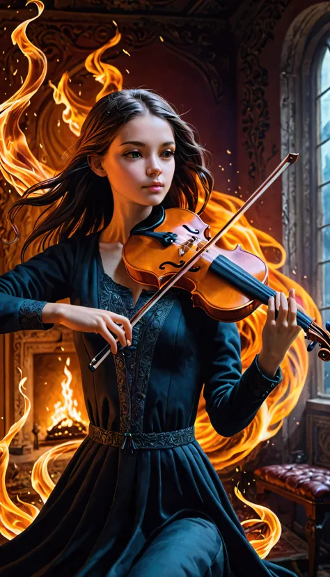 1 girl, solo, playing the violin,masterpiece, accuracy, realistic anatomy, very detailed, background blur, 
on the background of...