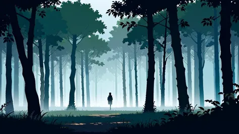 (top quality, high quality, highly detailed, masterpiece), pixel art background of a misty jungle path for a 2d game. the path s...