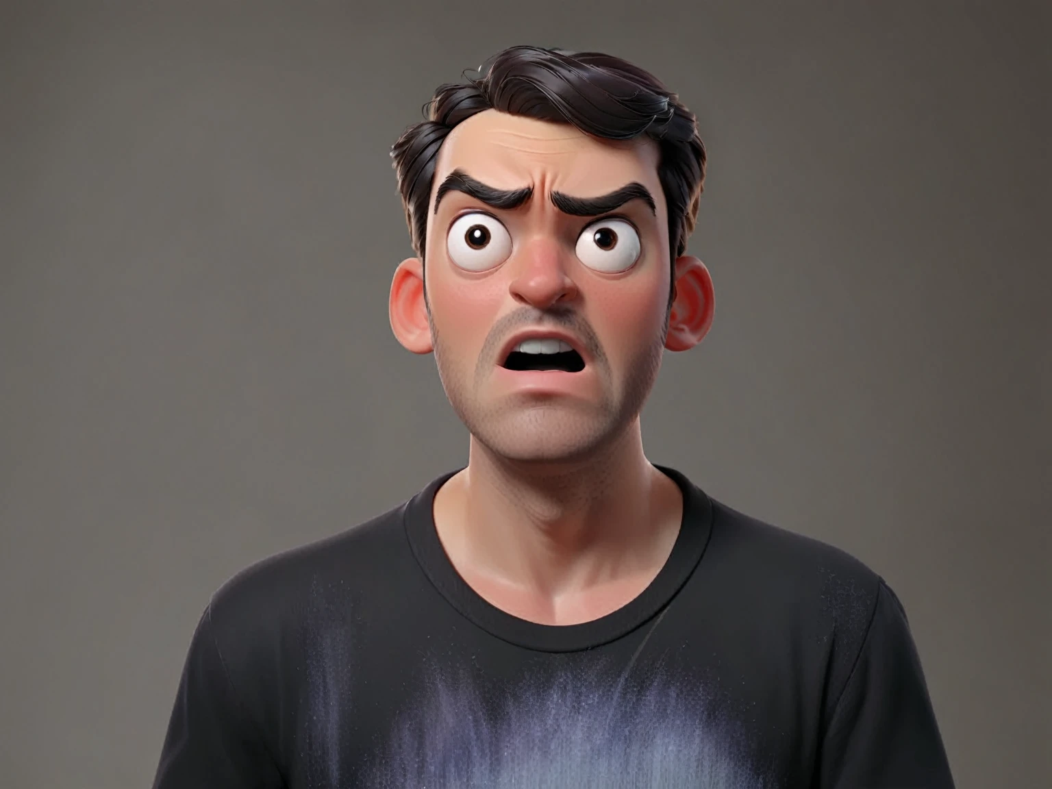 a man with surprised expression , 3D Animation style