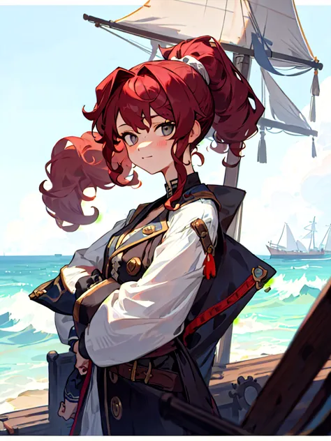 curly hair,ponytail,pirate girl