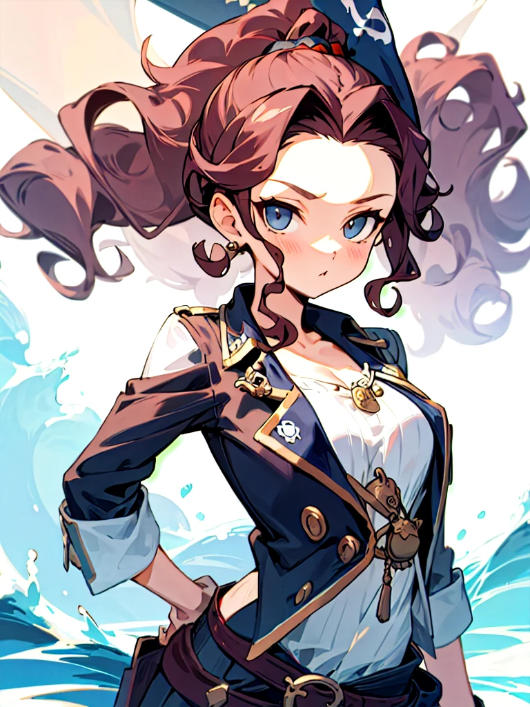 curly hair,ponytail,pirate girl