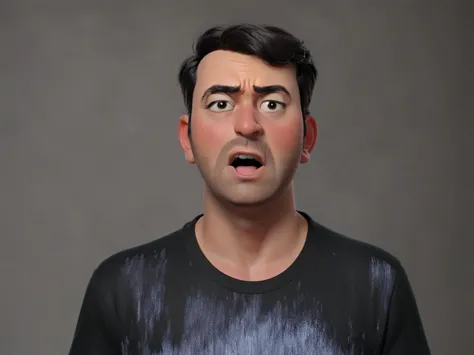 a man with surprised expression , 3d animation style