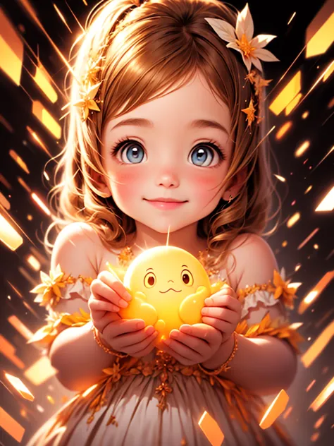 loli  linda , delicate eyes, delicate smile, opalescent, perolescente, holographic,  darkness background