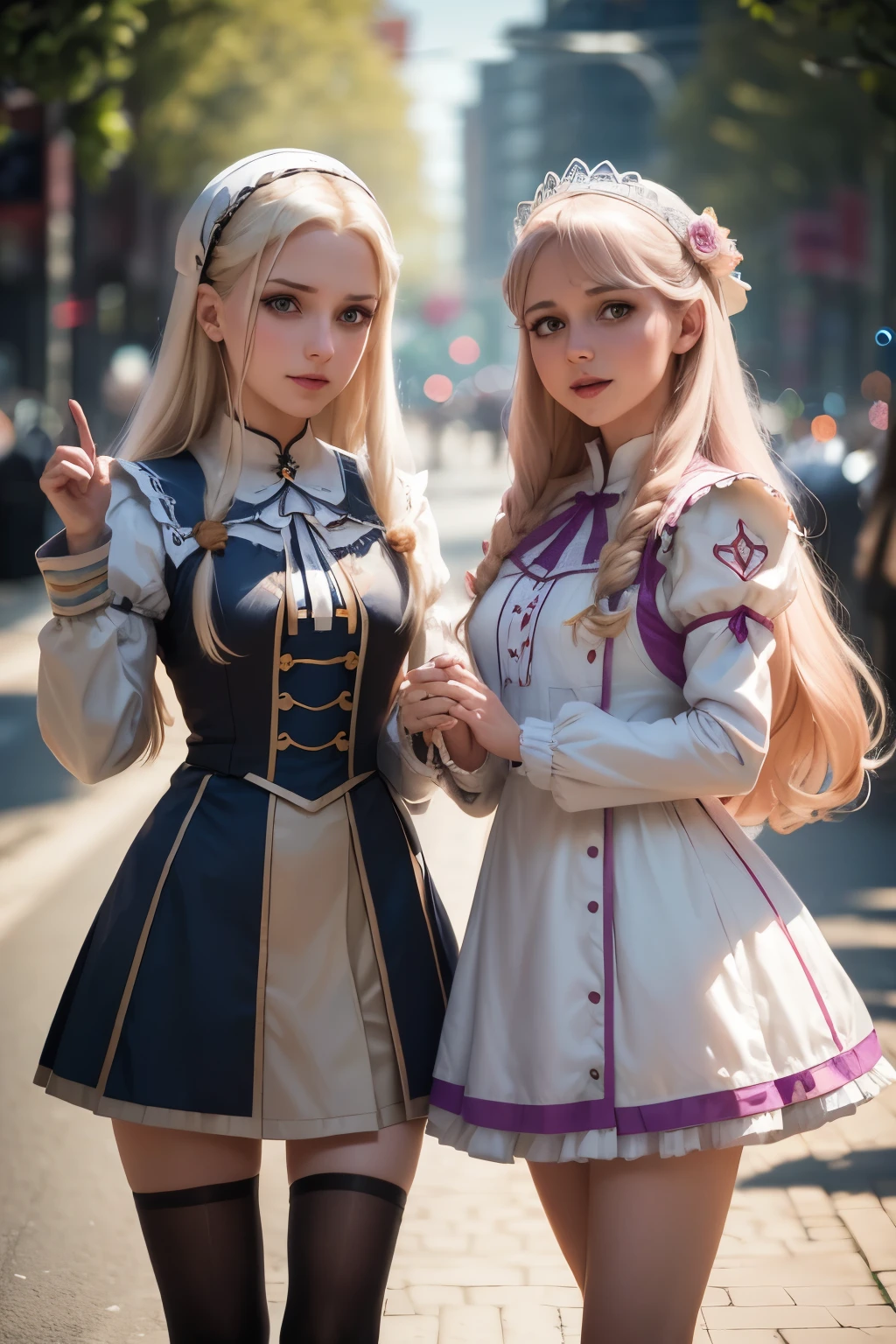 two sisters : Illyasviel von Einzbern and Chloe von Einzbern (8k UHD, dslr, high quality, high resolution, 4K, 8k, bokeh, Absurdity, Best ratio four fingers and one thumb), (Real:1.3),