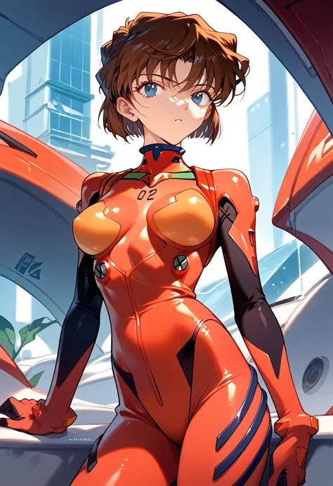 (detective conan,ai haibara)
(17-year-old female,slender figure,beautiful breasts,brown hair,short hair)
(evangelion unit 0 pilo...