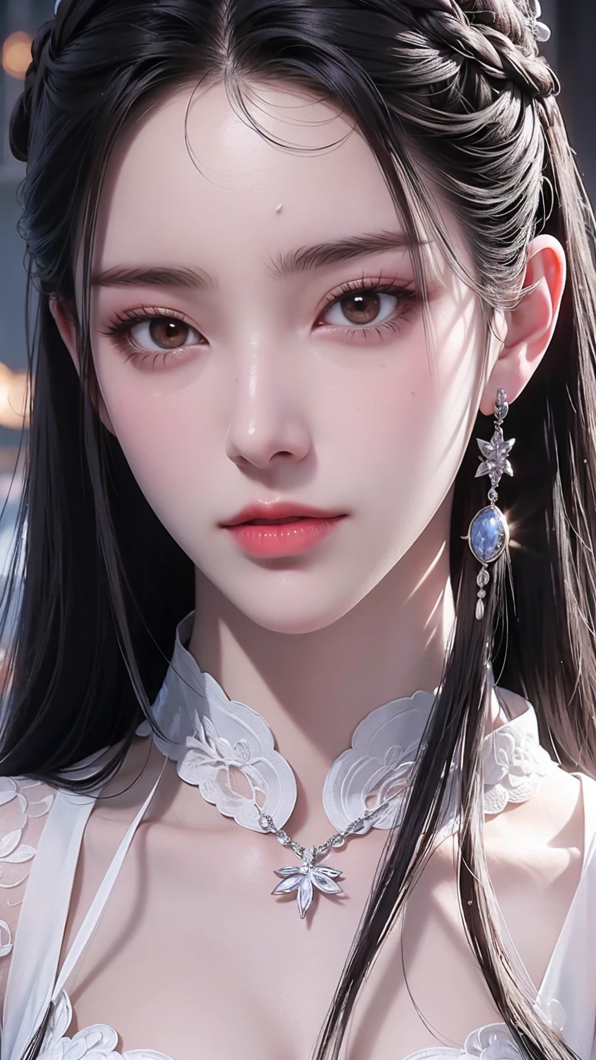 18K Ultra HD，masterpiece,best quality,Photo-real，1 girl,White Legs，close up，close up，动态姿势Maximize pixel camera angle，Golden Ratio，Perfect body, urban beautiful girl college students, masterpiece, Light makeup, Red lips, Silver Hair, Messy long hair, beautiful, elegant. Extremely fine details, masterpiece, Real texture, Movie Lighting Realism, Perfect operation, 8K, HD, Exquisite facial features, （（（Black pajamas, Corset）））, Maximize pixel camera angle， ocean